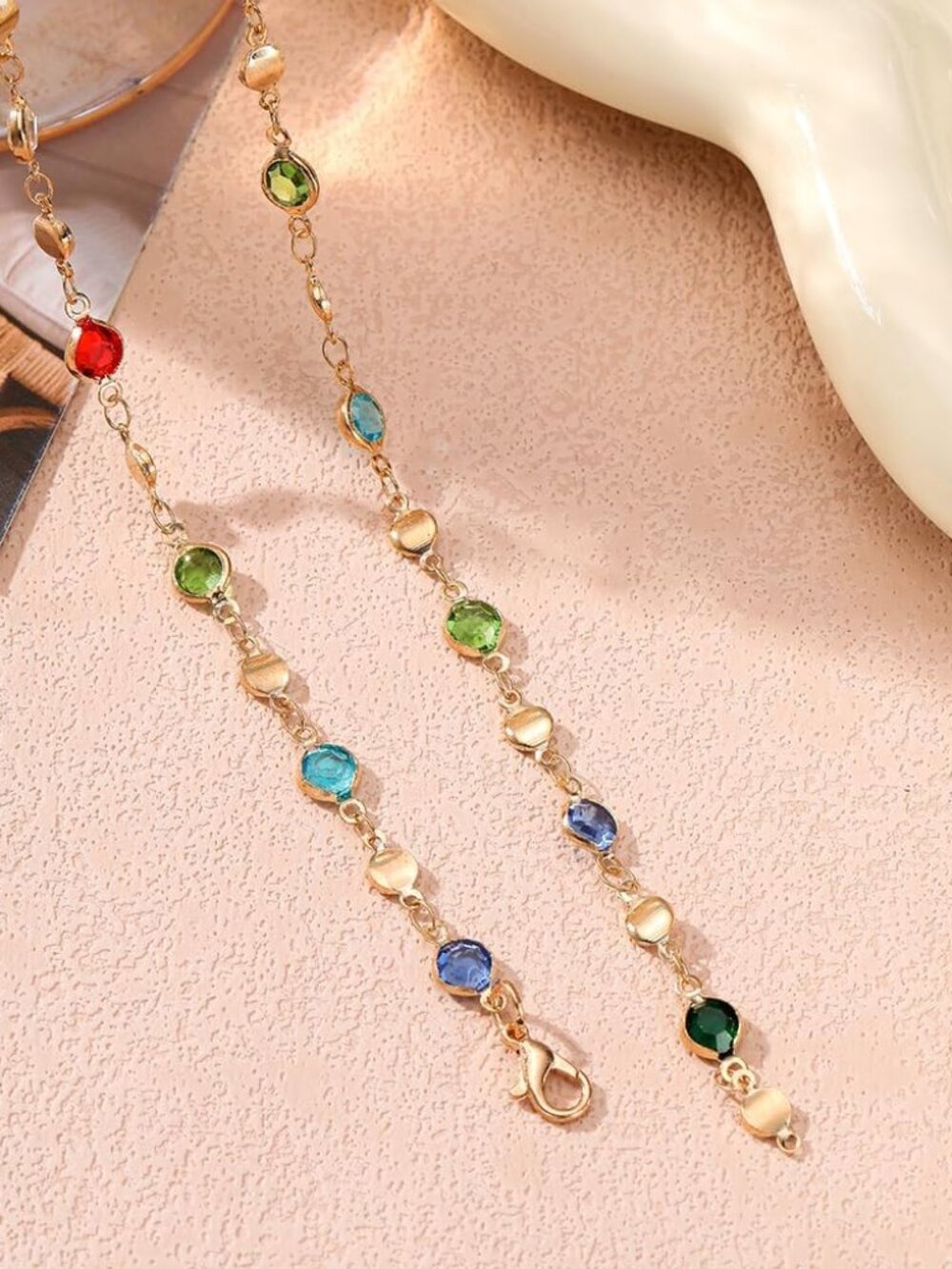 Rhinestone Necklace for Women Boho Long Y Lariat Necklace Colorful Summer Beach - Picture 3 of 6